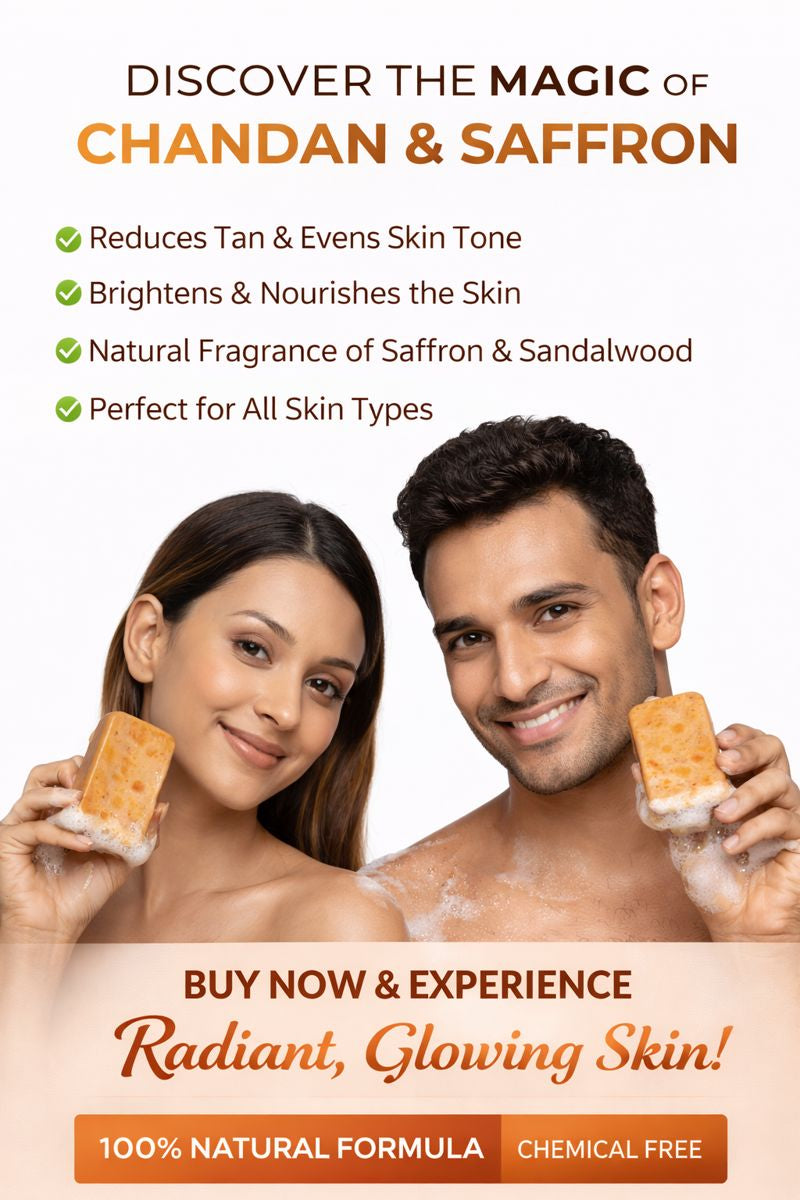 GlowAura Glow & Tan Removal Soap – Saffron & Sandalwood Skin Brightening Bath Soap with UV Protection Support